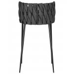 Стул барный DOBRIN AMELIA (серая ткань (F-48), темно-серый винтажный PU (MF-12))