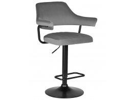 Стул барный DOBRIN CHARLY BLACK (серый велюр (MJ9-75))