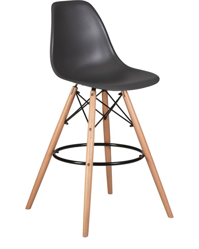 Стул барный DOBRIN DSW BAR (ножки светлый бук, цвет тёмно-серый (GR-04))