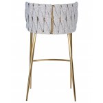 Стул барный DOBRIN EMMA GOLD (белый PU (T-01), белая ткань (F-49))