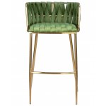 Стул барный DOBRIN EMMA GOLD (зеленый велюр (VF-08))