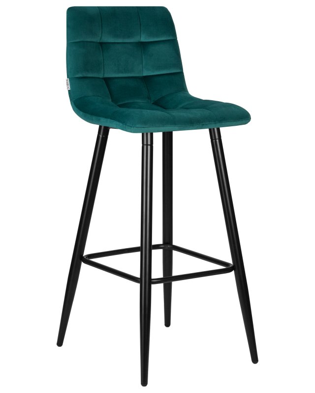 Стул барный DOBRIN NICOLE (черные матовые ножки, морской волны велюр (108-119))