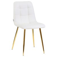 Стул обеденный DOBRIN ALEX (золотые ножки, белая экокожа (P-02))