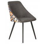 Стул обеденный DOBRIN MARKUS (ЭМАЛЬ ЧЕРНЫЙ МУАР ткань Candy Graphite+Escada Ochre)