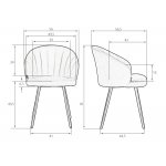 Стул обеденный DOBRIN NAOMI (ЭМАЛЬ ЧЕРНЫЙ МУАР велюр Catania Smoke)