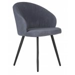 Стул обеденный DOBRIN NAOMI (ЭМАЛЬ ЧЕРНЫЙ МУАР велюр Catania Steel)