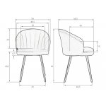 Стул обеденный DOBRIN NAOMI (ЭМАЛЬ ЧЕРНЫЙ МУАР велюр Catania Steel)