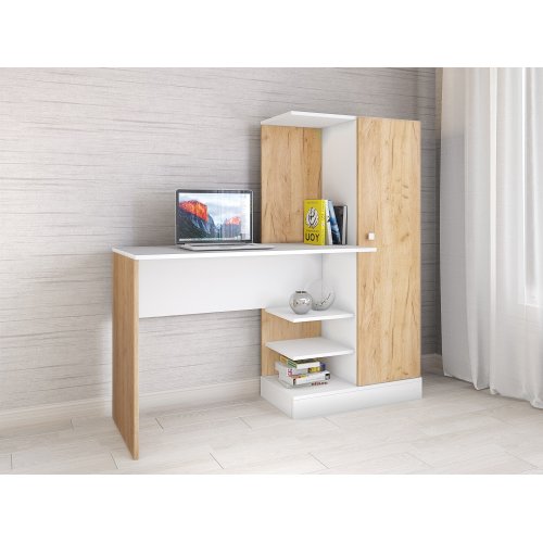 Стол компьютерный Квартет-6, белый/дуб крафт