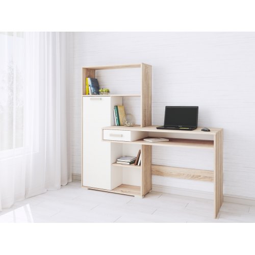 Стол компьютерный Квартет-8, дуб сонома/белый