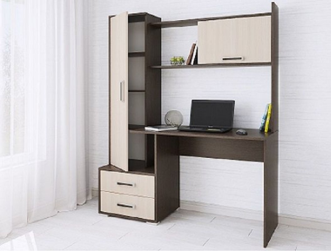 Стол компьютерный Квартет-9, венге/дуб молочный