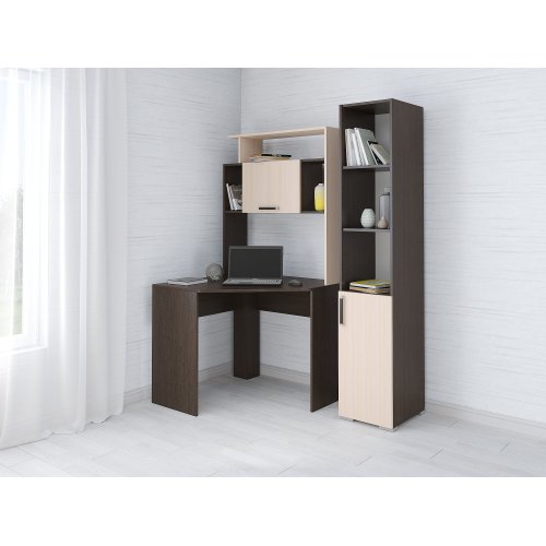 Стол компьютерный Квартет-12 с пеналом, венге/дуб молочный