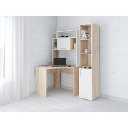 Стол компьютерный Квартет-12 с пеналом, дуб сонома/белый