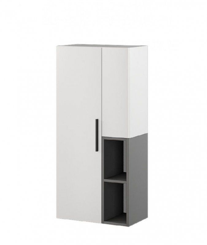 Альберо Шкаф-пенал настенный белый/графит серый