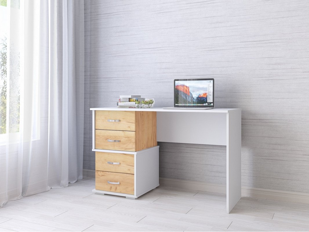 Стол письменный Сити-2, белый/дуб крафт