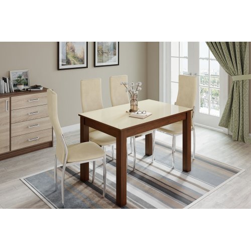 Стол обеденный Норман 80, орех/лакобель ваниль