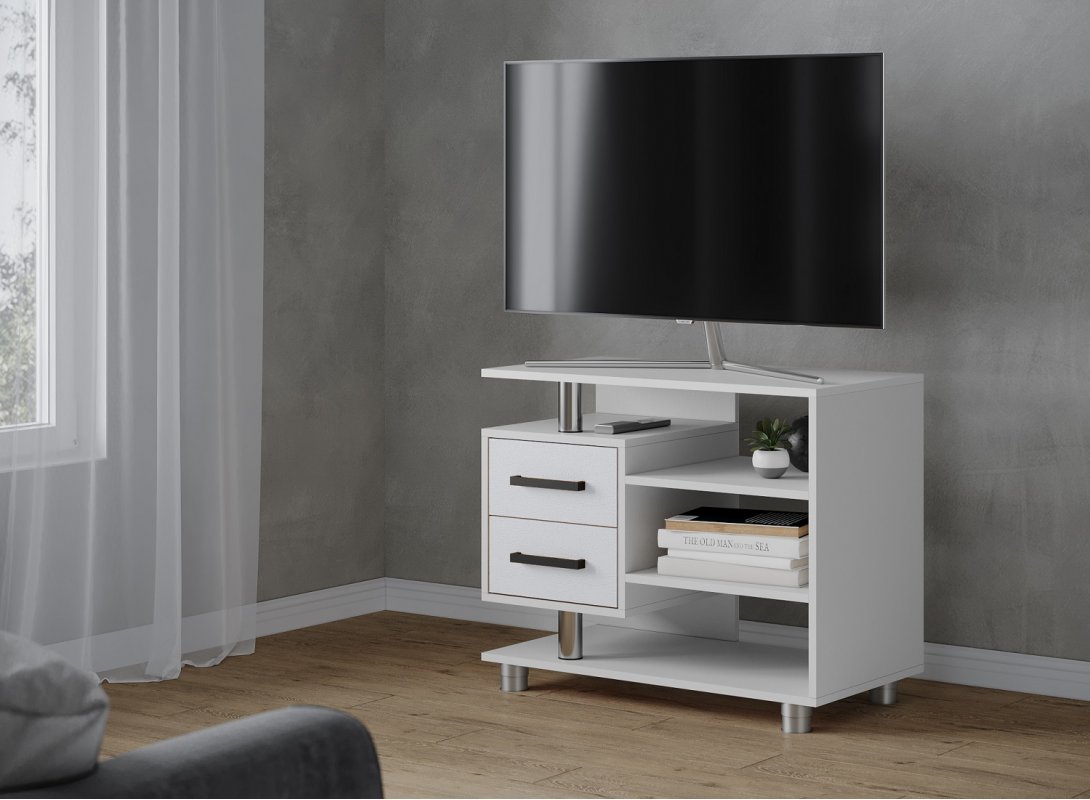 Тумба под телевизор узкая 011 (2я), белый