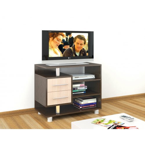 Тумба под телевизор узкая 011 (2я), венге/дуб молочный Тумба под телевизор узкая 011 (2я), венге/дуб молочный