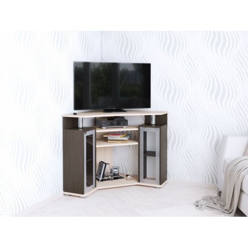 Тумба под телевизор угловая 044 (2у), венге/дуб молочный Тумба под телевизор угловая 044 (2у), венге/дуб молочный