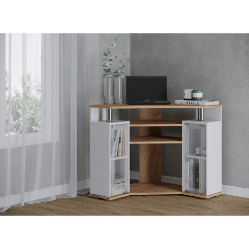 Тумба для ТВ угловая 044 (2у), дуб крафт золотой/белый Тумба для ТВ угловая 044 (2у), дуб крафт золотой/белый