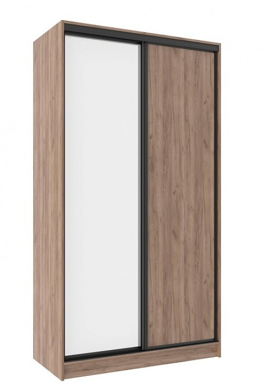 Шкаф-купе двухдверный с зеркалом 1200 Домашний Дуб табачный Craft