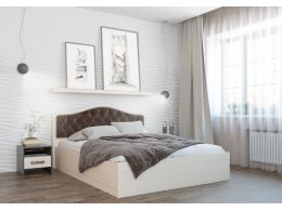 Кровать с настилом ДСП Дели 160х200, дуб молочный/шоколад