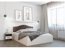 Кровать с ортопедическим основанием Дели 140х200, дуб молочный/шоколад