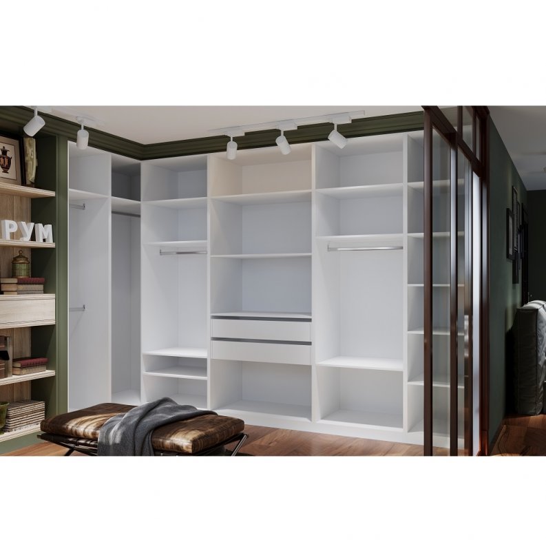 Гардеробная Рум. Комплект 5.1 без фасадов, белый