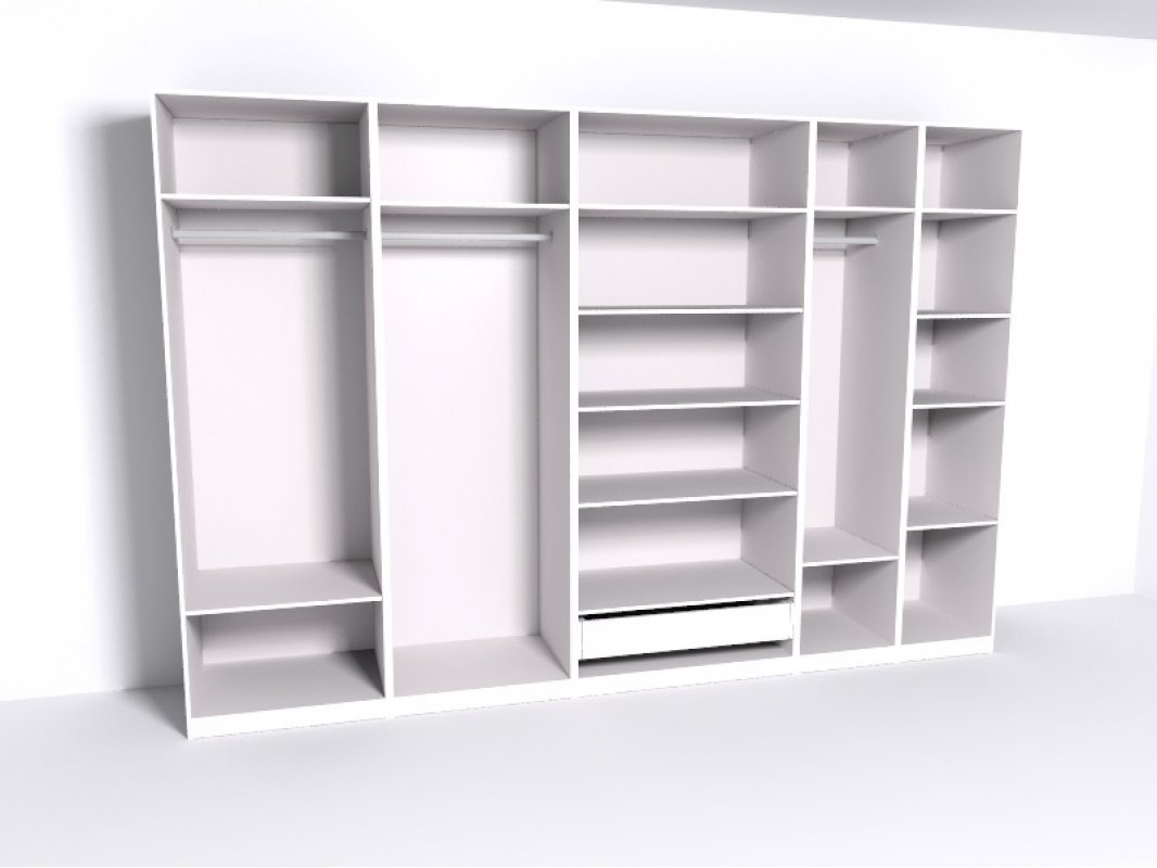 Гардеробная Рум. Комплект 6.1 без фасадов, белый