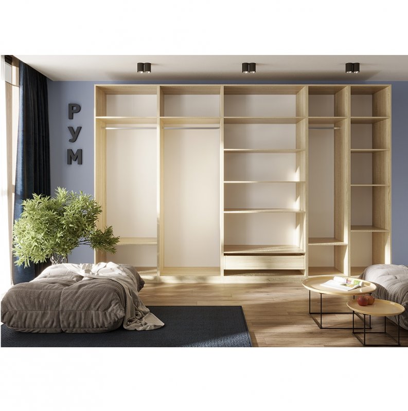 Гардеробная Рум. Комплект 6.1 без фасадов, дуб сонома