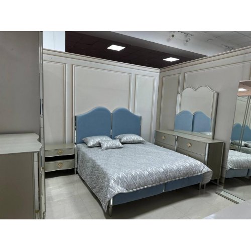 РОЗАЛИЯ Комплект (Кровать 1,8 + 2 Тумбочки + Туалетный стол с/з + Пуф + 6дв. шкаф)