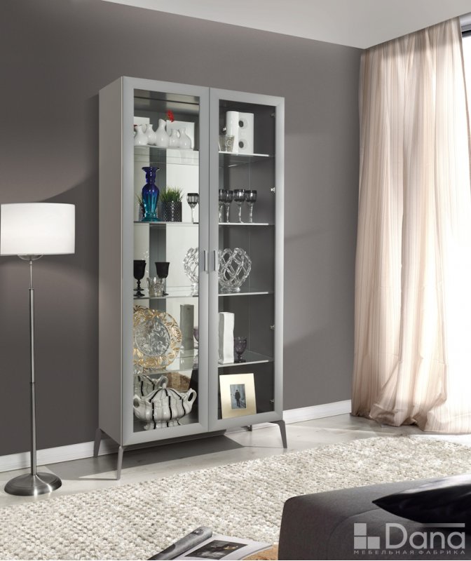 DIMARE (ДИМАРЕ) D2310=ВИТРИНА 2 ДВ. С ЗЕРКАЛОМ ПОЛКИ СТЕКЛО 4 ШТ