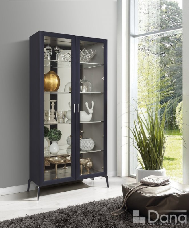 DIMARE (ДИМАРЕ) D3310=ВИТРИНА 2 ДВ. С ЗЕРКАЛОМ ПОЛКИ СТЕКЛО 4 ШТ