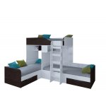 ТРИО Кровать детская 3-х местная, 2-х ярусная левая/правая