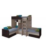 ТРИО Кровать детская 3-х местная, 2-х ярусная левая/правая