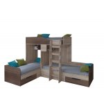 ТРИО Кровать детская 3-х местная, 2-х ярусная левая/правая