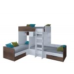 ТРИО Кровать детская 3-х местная, 2-х ярусная левая/правая