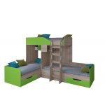 ТРИО Кровать детская 3-х местная, 2-х ярусная левая/правая