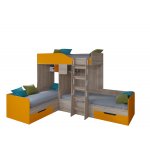 ТРИО Кровать детская 3-х местная, 2-х ярусная левая/правая