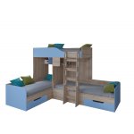 ТРИО Кровать детская 3-х местная, 2-х ярусная левая/правая