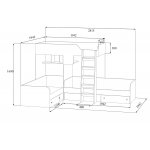 ТРИО Кровать детская 3-х местная, 2-х ярусная левая/правая
