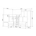 ТРИО/2 Кровать детская 3-х местная, 2-х ярусная 
