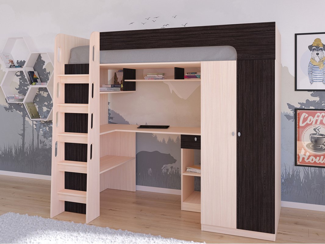 АСТРА 10 Кровать-чердак детский 80*195 (левая/правая)