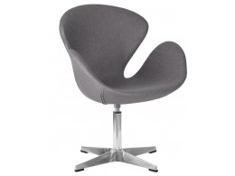 Кресло дизайнерское DOBRIN SWAN (серая ткань AF7, алюминиевое основание)