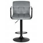 Стул барный DOBRIN KRUGER ARM BLACK (серый велюр (MJ9-75))