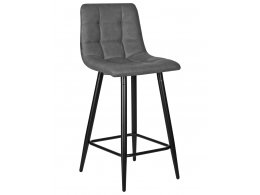 Стул полубарный DOBRIN OLIVIA (черные матовые ножки, серая антрацитовая винтажная экокожа (RU-08))