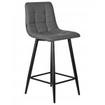 Стул полубарный DOBRIN OLIVIA (черные матовые ножки, серая антрацитовая винтажная экокожа (RU-08))