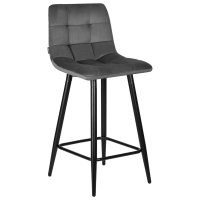 Стул полубарный DOBRIN OLIVIA (черные матовые ножки, темно-серый велюр (108-91))