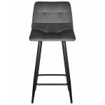 Стул полубарный DOBRIN OLIVIA (черные матовые ножки, темно-серый велюр (108-91))