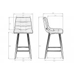 Стул полубарный DOBRIN OLIVIA (черные матовые ножки, темно-серый велюр (108-91))