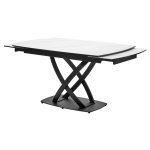 Стол FOGGIA 140 KL-99 Белый мрамор матовый, итальянская керамика/ черный каркас, ®DISAUR